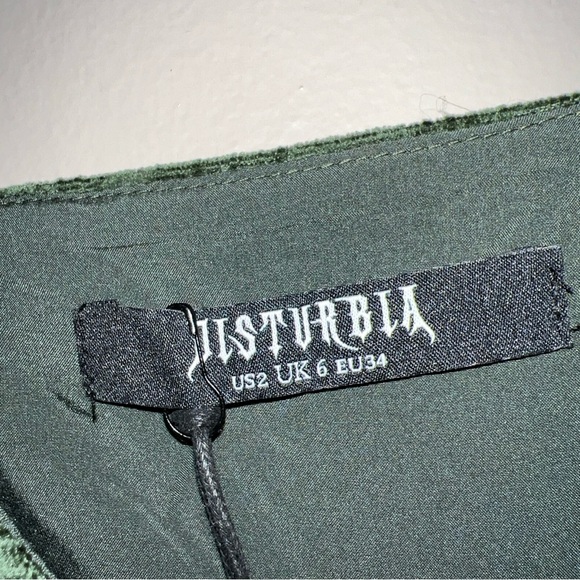 Disturbia Mini Sleeveless Dress Green Women's US 2 UK 6 Soft Velvet Feel New - Picture 3 of 9